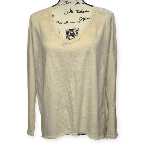 Billabong Essentials Cream V-Neck Slub Tee Sz L - Picture 2 of 7